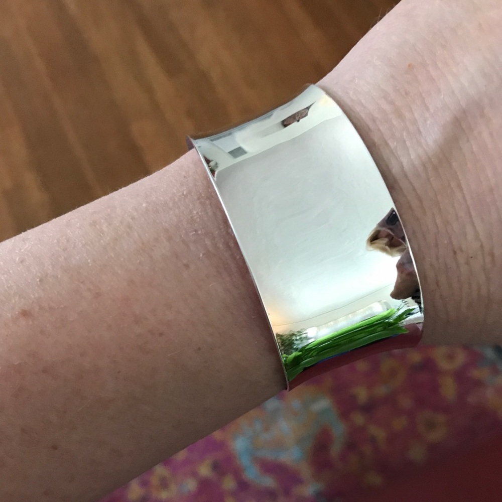 Silver wide cuff bracelet - Picture 2 of 6